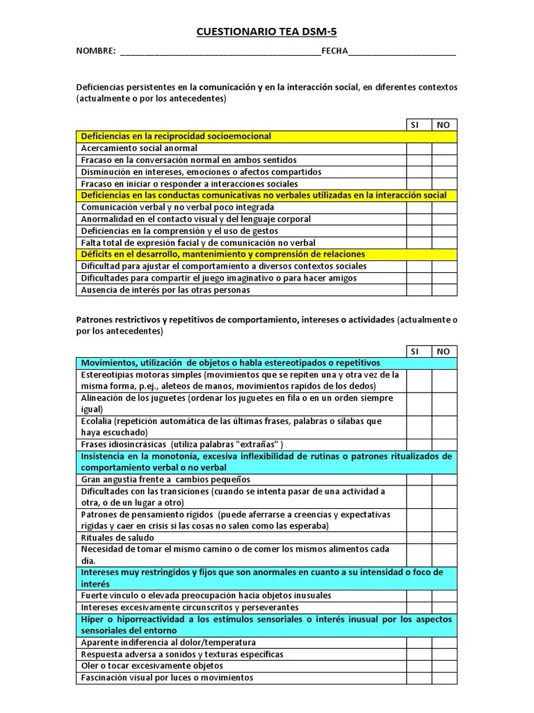 Cuestionario Tea Dsm5