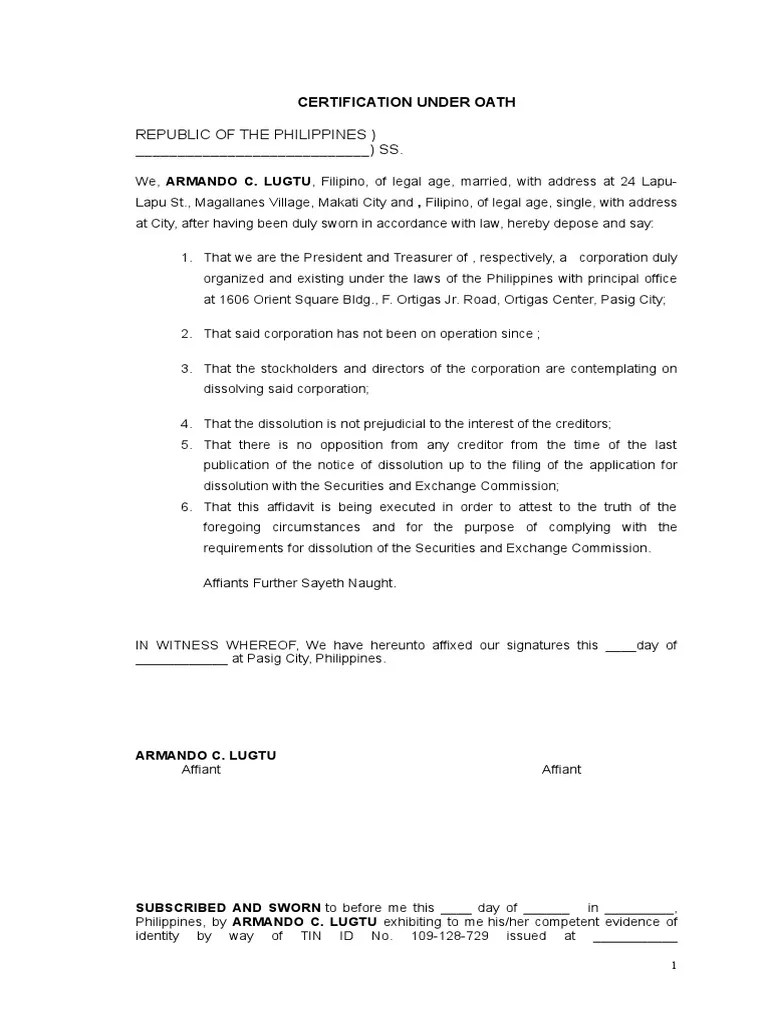 Certification under OathOrion Energy Inc..doc