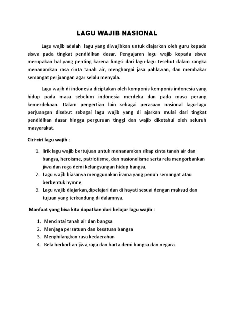 Lagu Wajib Nasional | PDF