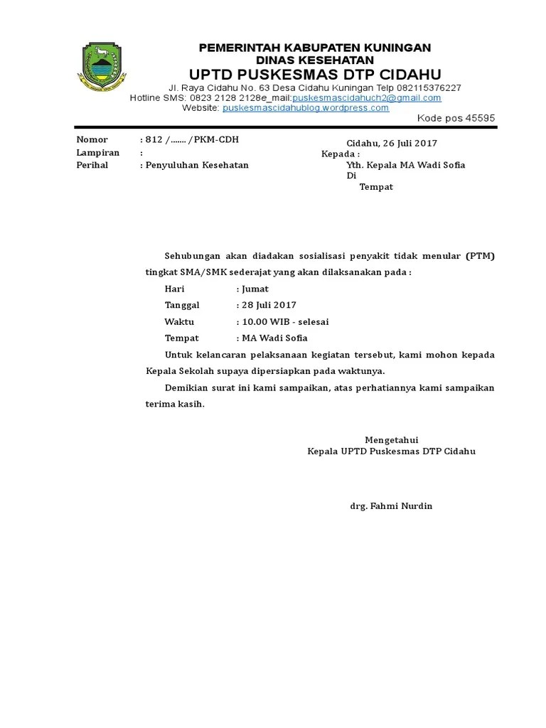 Surat Pemberitahuan Penyuluhan | PDF