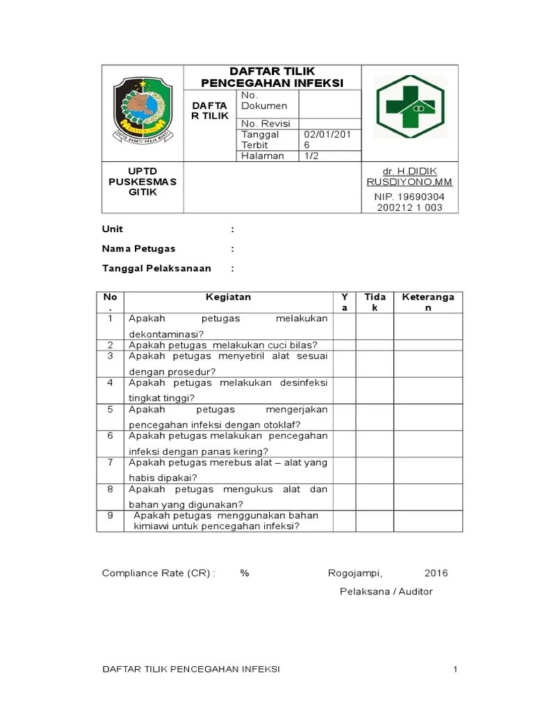 Daftar Tilik Pencegahan Infeksi