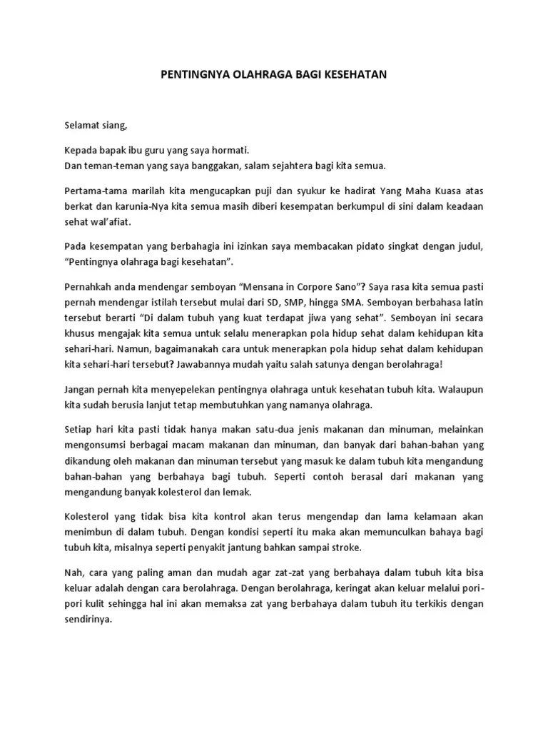 Pidato Singkat Tentang Olahraga | PDF