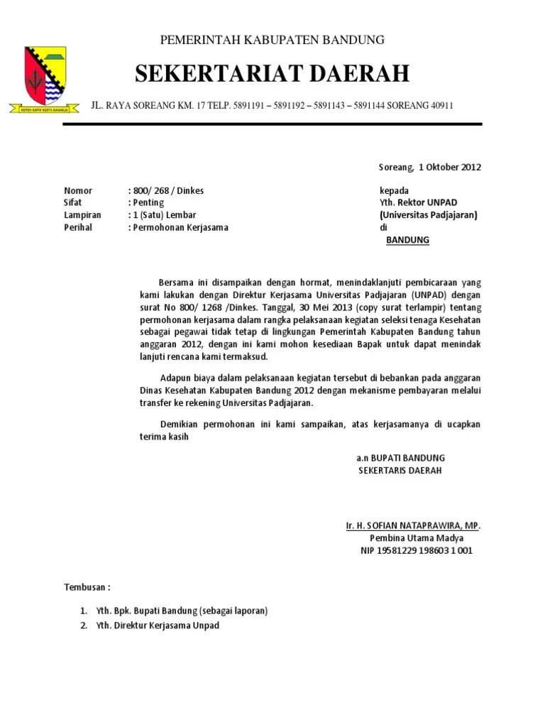 Surat Permohonan Kerjasama | Pdf