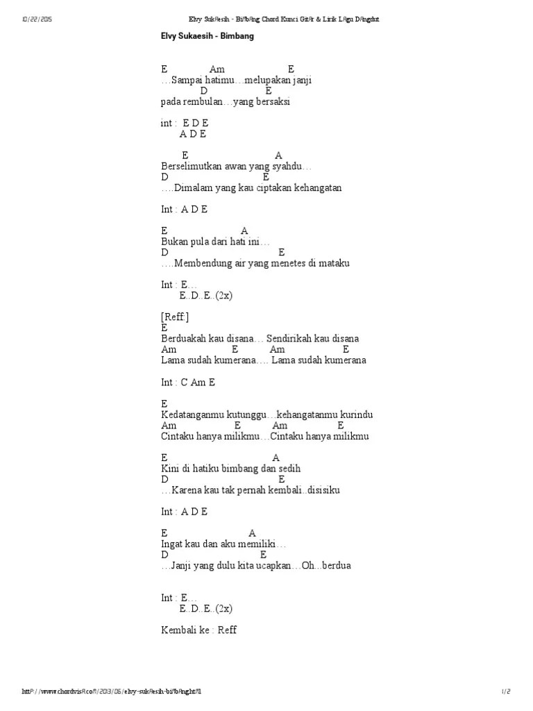 Elvy Sukaesih - Bimbang Chord Kunci Gitar &amp; Lirik Lagu Dangdut | PDF