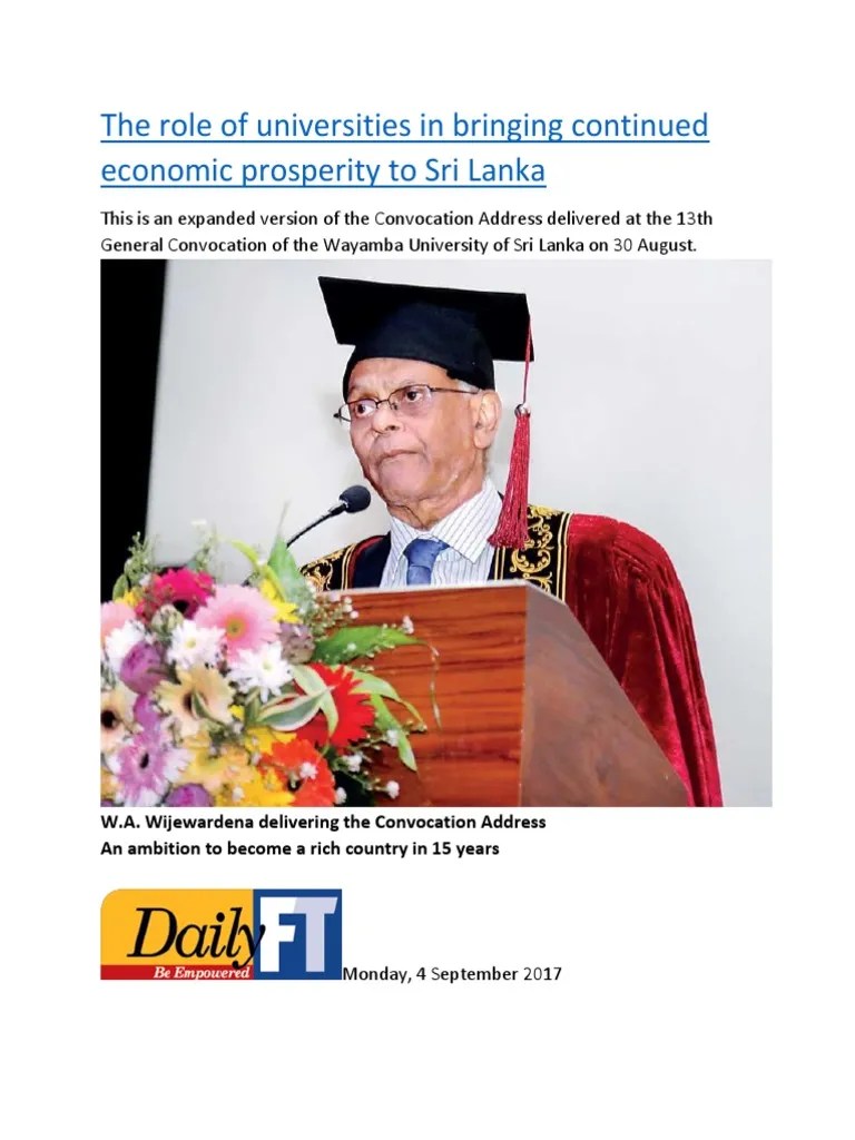 The role of universities in bringing continued economic prosperity to