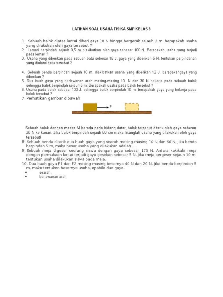 Latihan Soal Usaha Fisika SMP Kelas 8 | PDF