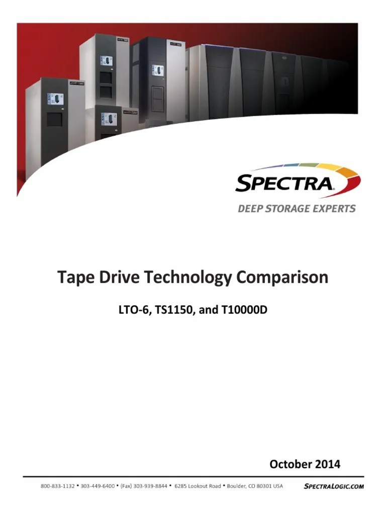Spectra Logic Tape Drive Technology Comparison PDF Media