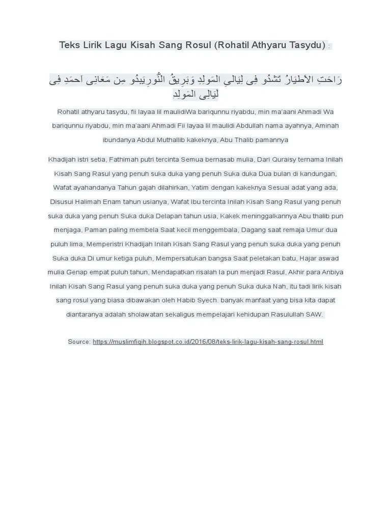 Teks Lirik Lagu Kisah Sang Rosul | PDF