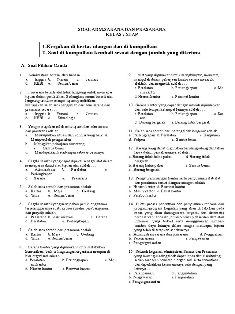 Soal Adm - Sarpras Kls-12 | PDF
