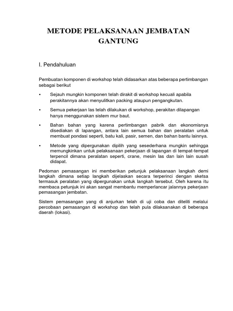 Metode Pelaksanaan Jembatan Gantung