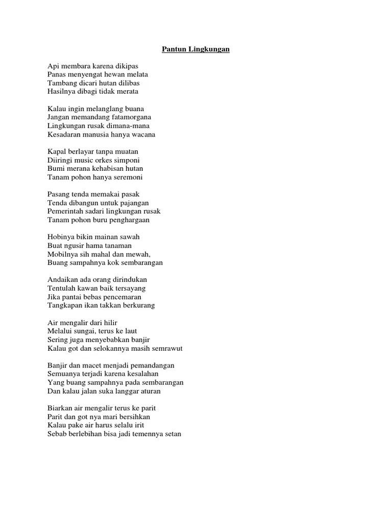 Pantun Tentang Lingkungan - Kata Kata Cinta