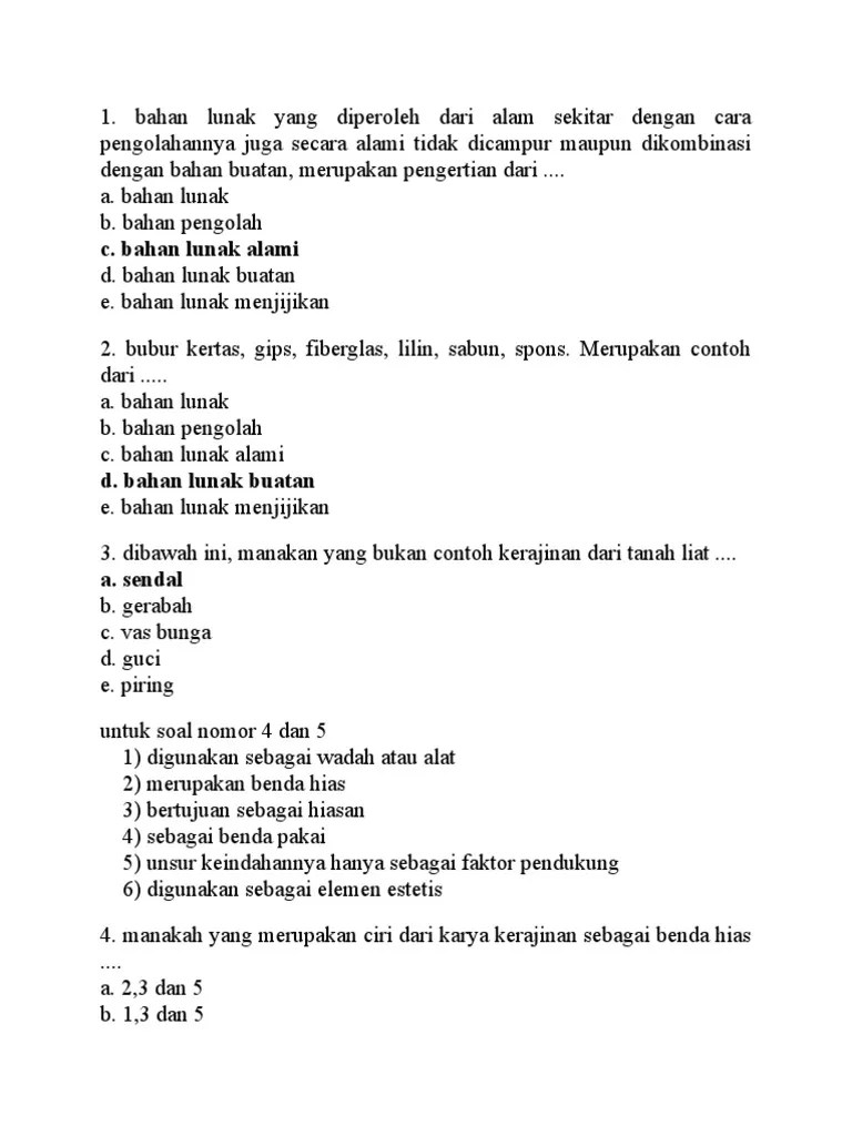 Soal Prakarya Kerajinan Kls 7