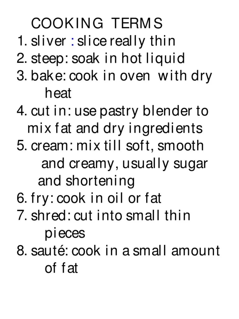 Cooking Terms PDF PDF Grilling Foods