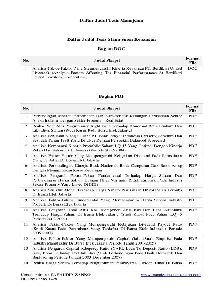 20 Skripsi Akuntansi Keuangan Word
