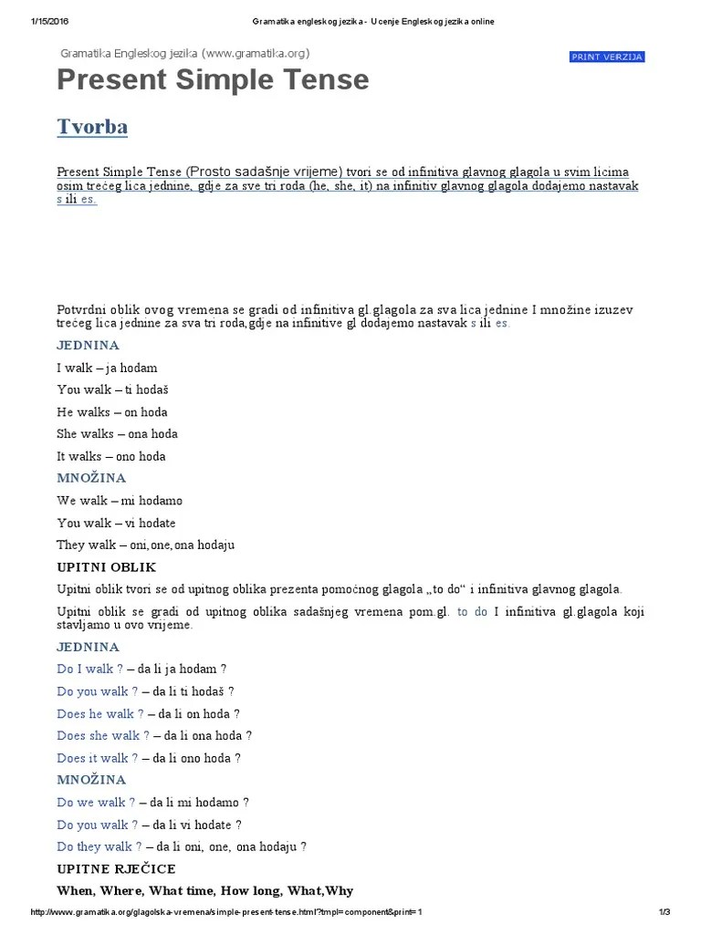 Engleski Jezik Gramatika I Testna Pitanja PDF