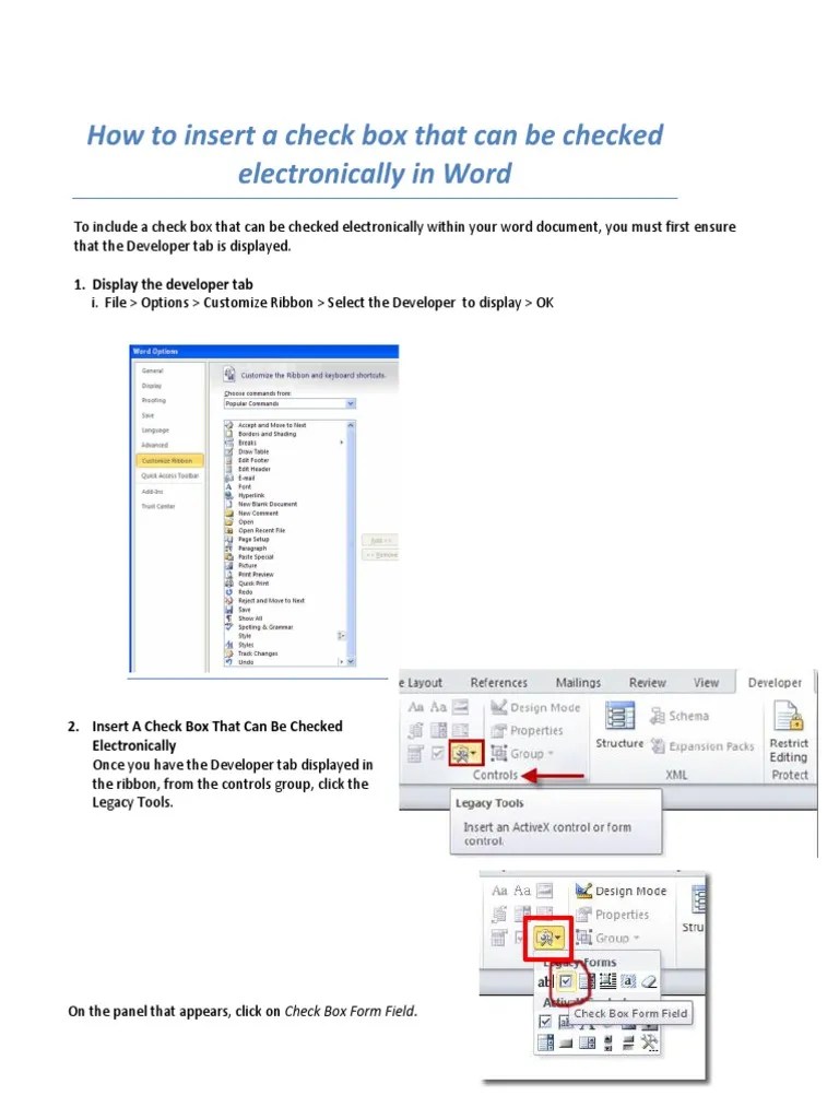 How To Add Check Box in Word PDF