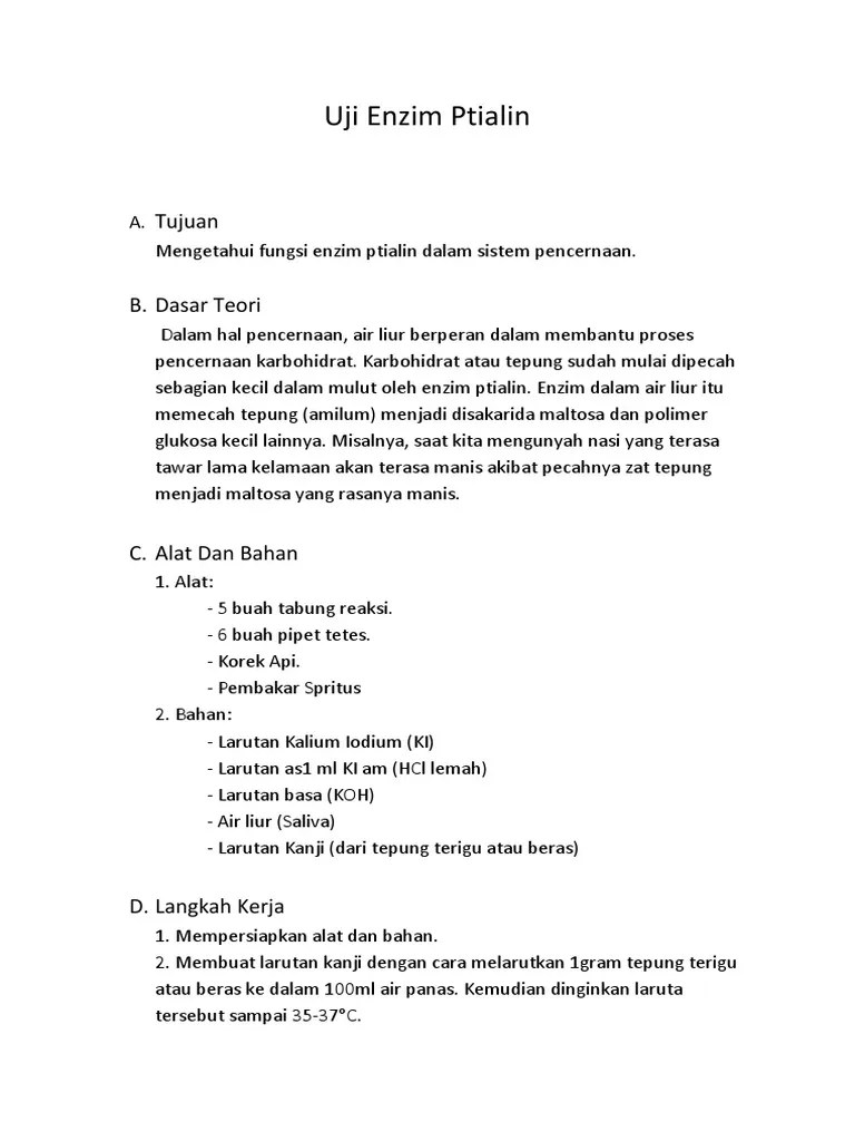 Uji Enzim Ptialin | PDF