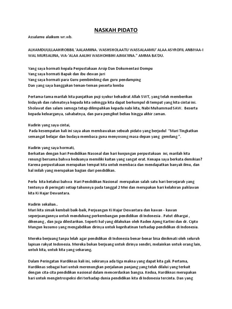 Contoh Naskah Pidato Yang Baik Dan Benar