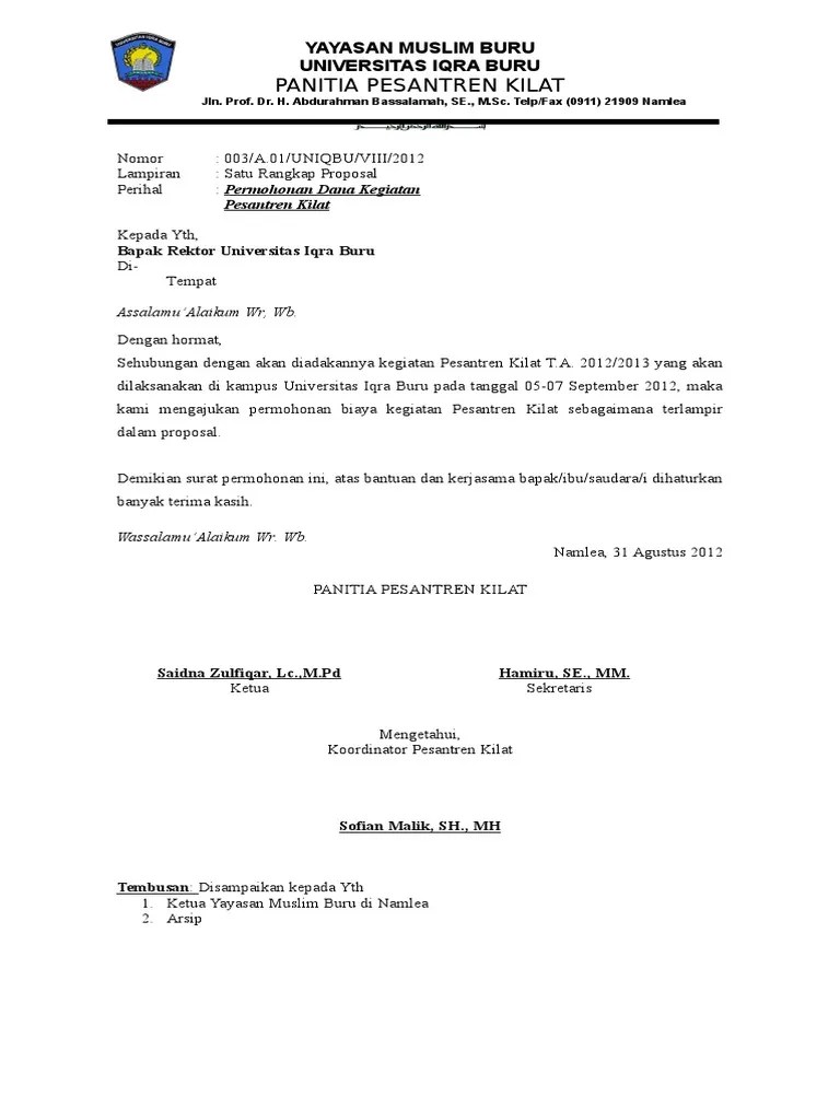 Proposal Pesantren Kilat 2012 No 03 | PDF