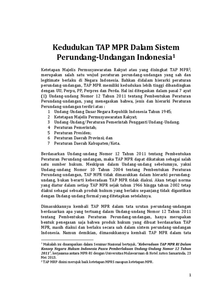 Tata Urutan Peraturan Perundang Undangan Di Indonesia Menurut Uu No 12