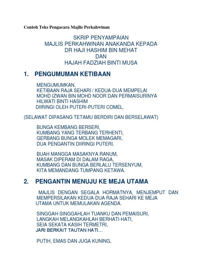 We are a sharing community. Teks Pengacara Majlis Perkahwinan