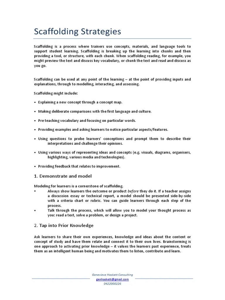 11. Scaffolding Strategies Vocabulary Epistemology
