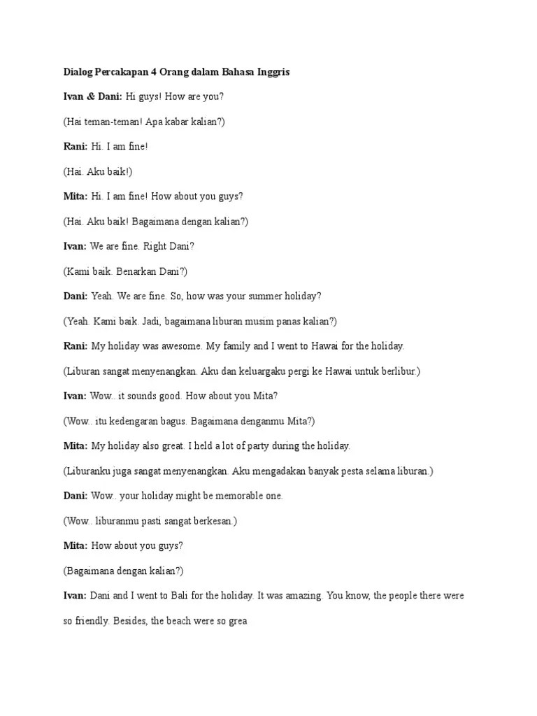 Contoh Percakapan 4 Orang - Aneka Macam Contoh