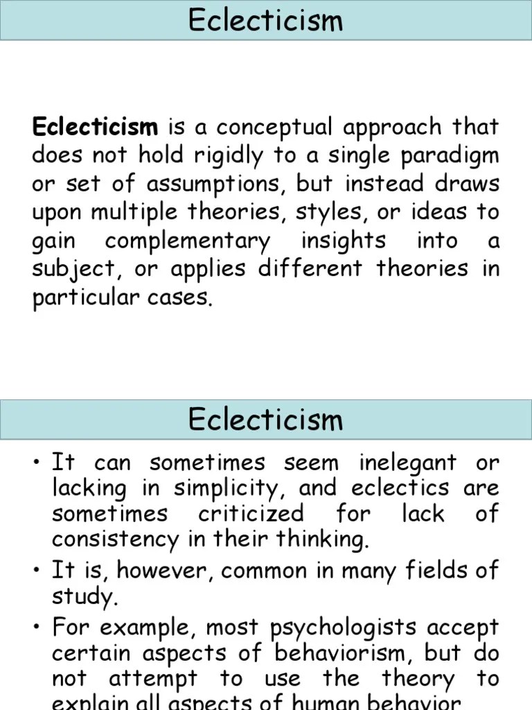 Eclecticism Ppt