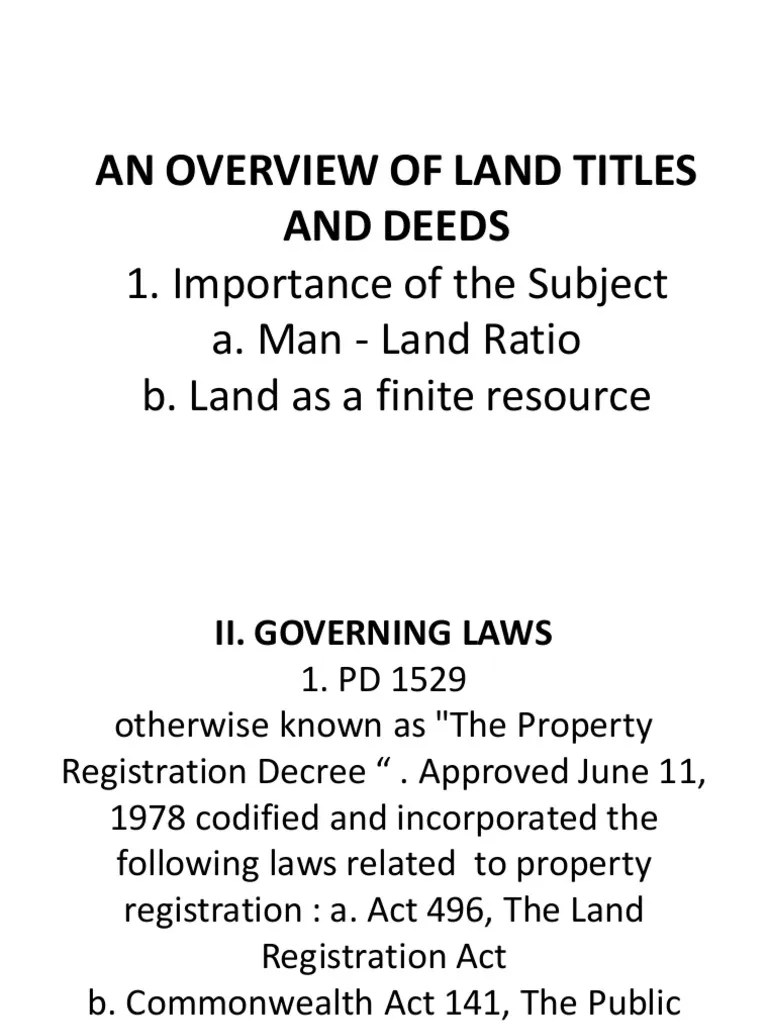 Land Titles and Deeds Foreclosure Mortgage Law