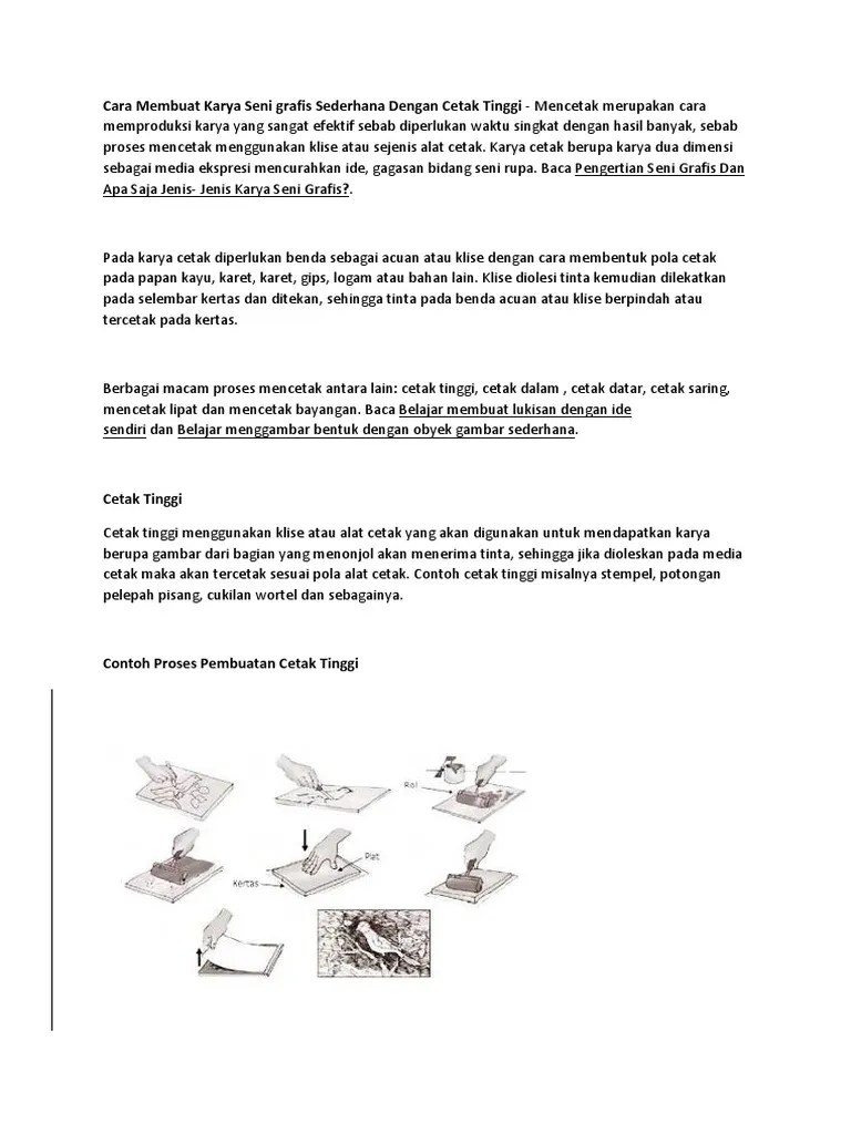 Cara Membuat Karya Seni Grafis Sederhana Dengan Cetak Tinggi | PDF