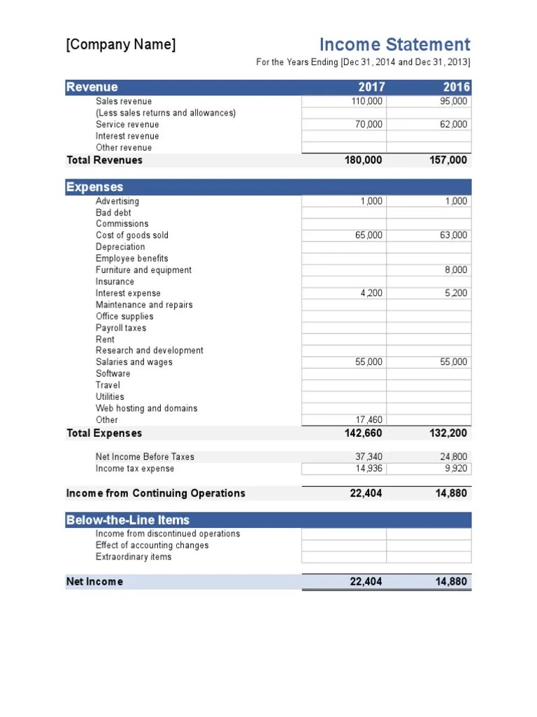 Statement Revenue Statement