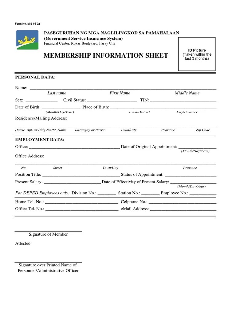 20160825 Forms Members Information Sheet Public Services Written