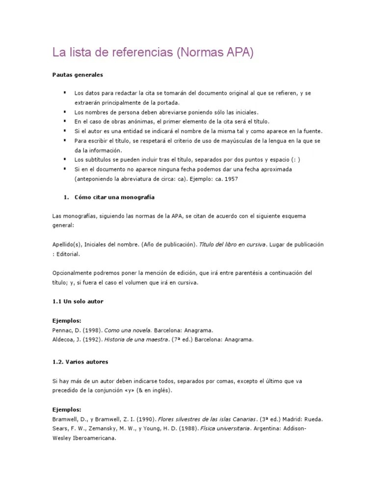 La Lista de Referencias APAsimple ComunicaciÃ³n escrita EducaciÃ³n
