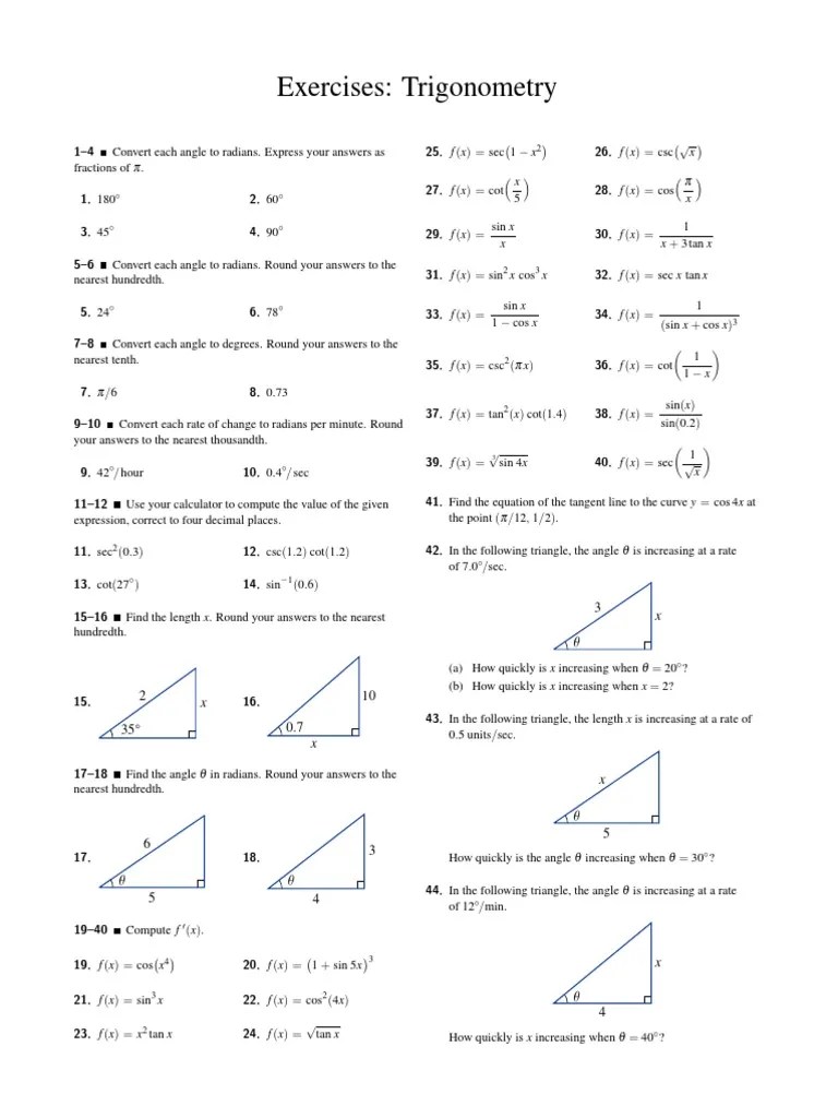 Trigonometry Exercises | Sine | Trigonometric Functions