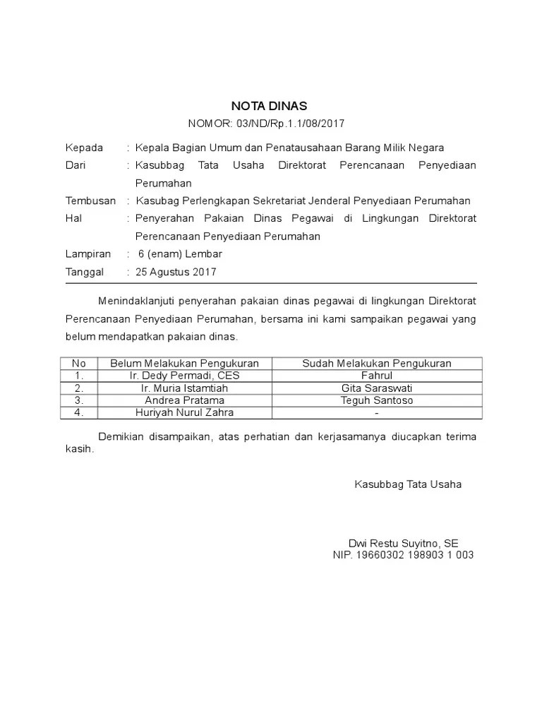 Nota Dinas Pakaian Seragam | PDF