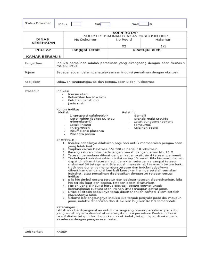 Induksi Persalinan Dengan Oksitosin Drip