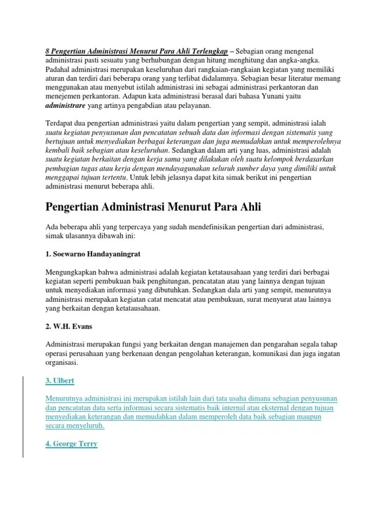 8 Pengertian Administrasi Menurut para Ahli Terlengkap | PDF