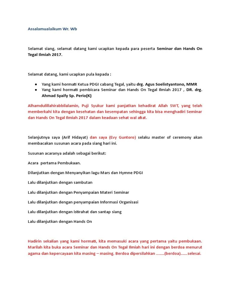 Teks MC Seminar | PDF