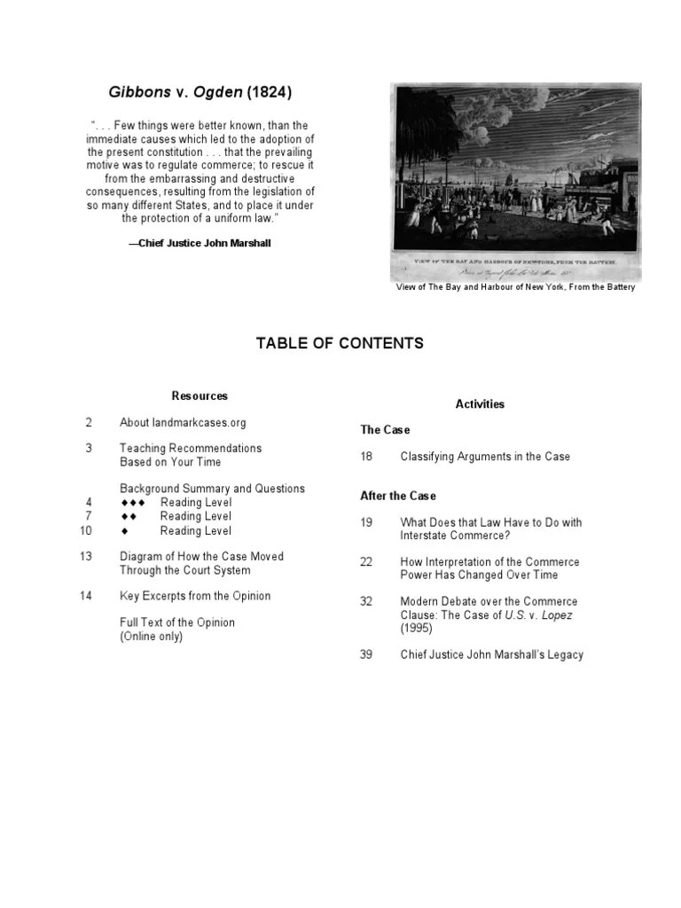 Gibbons V Ogden PDF PDF Commerce Clause Constitutional Law