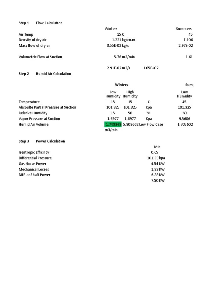 Blower Power Calculations PDF Humidity Relative Humidity