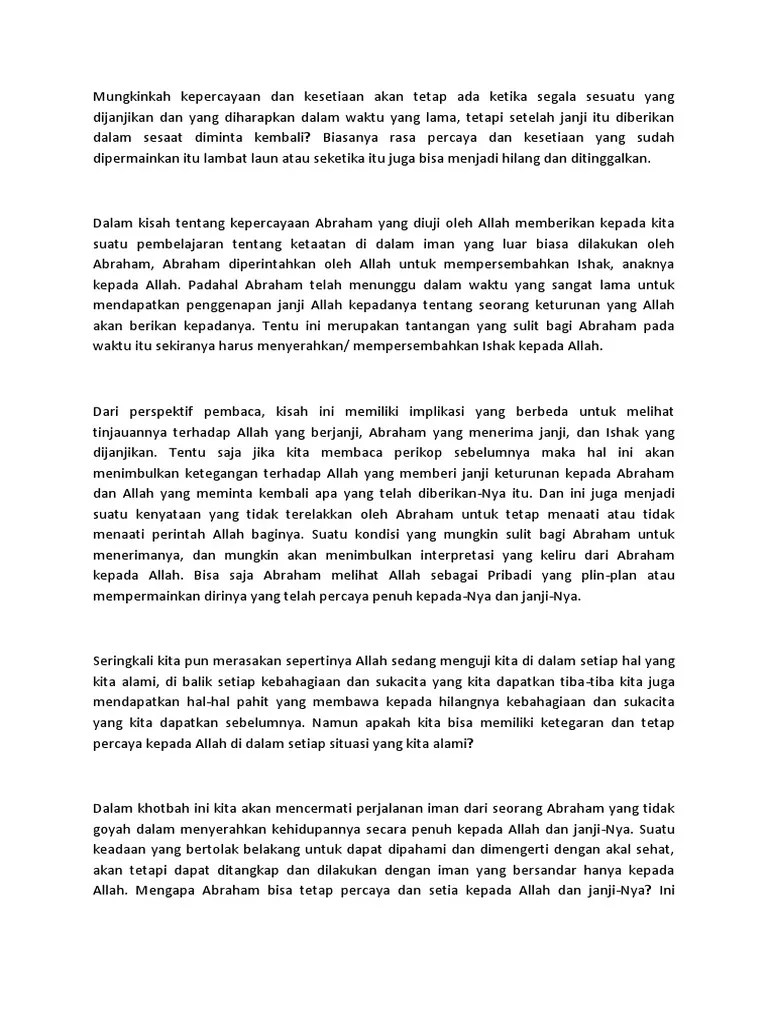 Renungan Kesetiaan Abraham | PDF