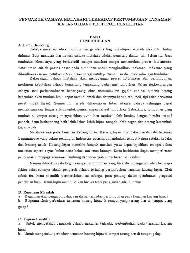 Contoh Makalah Penelitian Pertumbuhan Kacang Hijau