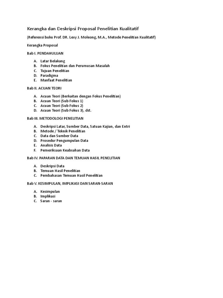 Kerangka Dan Deskripsi Proposal Penelitian Kualitatif | Pdf