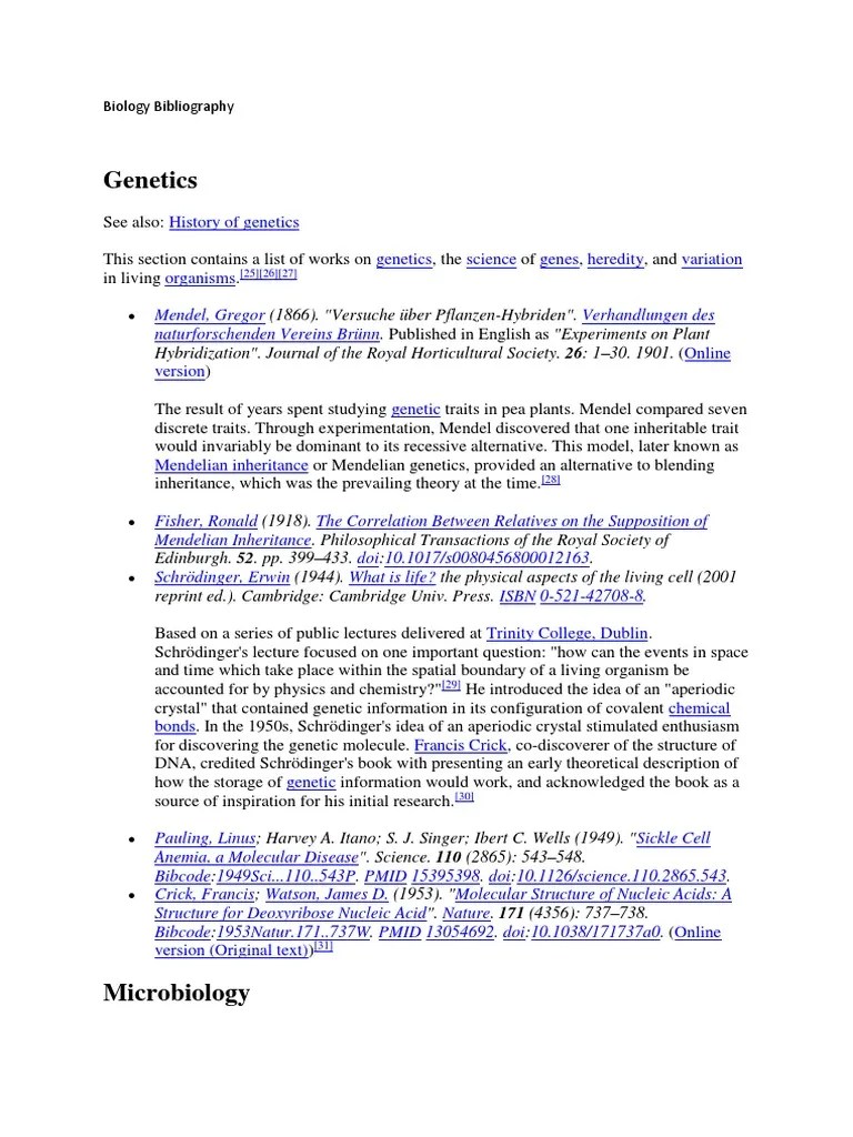 Biology Bibliography Heredity Francis Crick