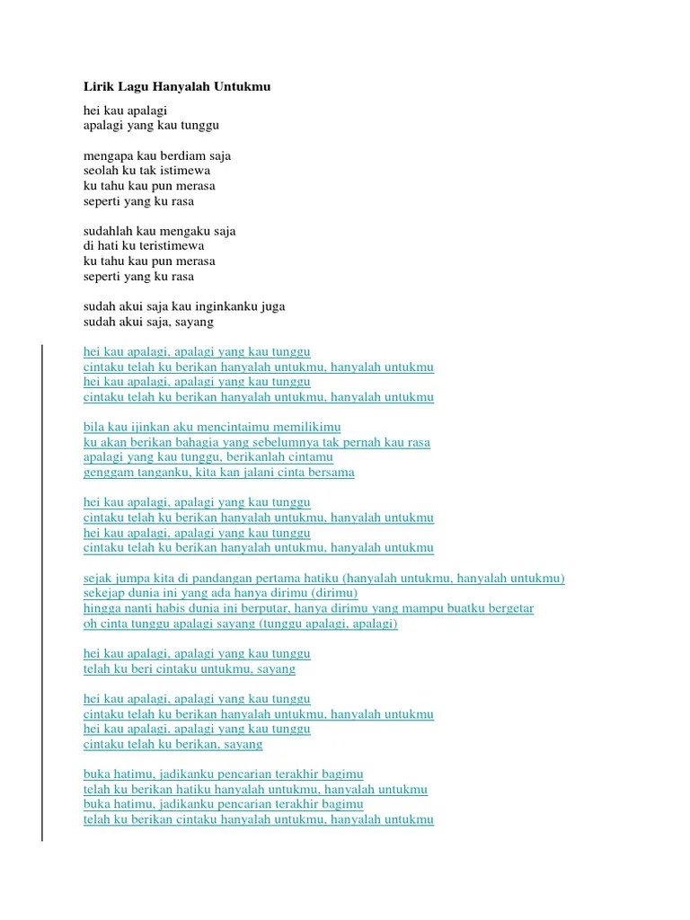 Lirik Lagu Hanyalah Untukmu | PDF