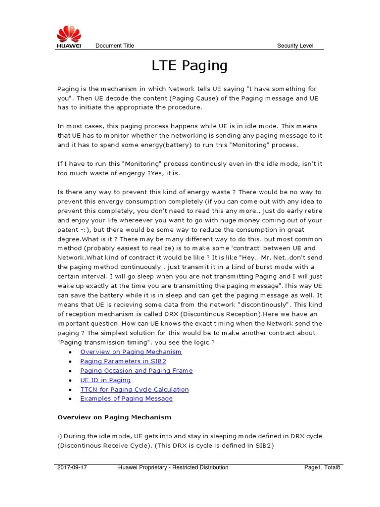LTE Paging PDF Computing