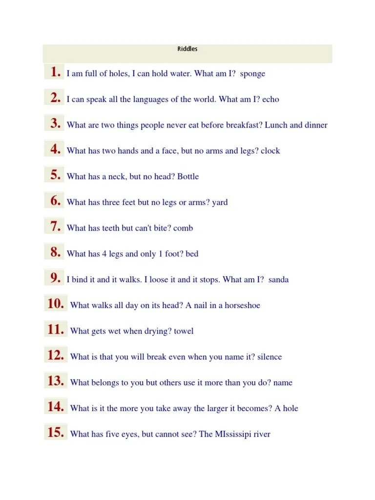 New Riddles Verb Subject (Grammar)