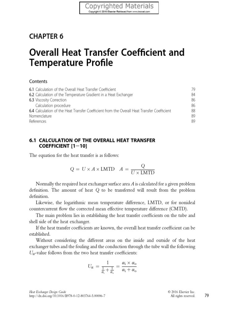 Overall Heat Transfer Coefficient and Temperature Profile PDF Heat