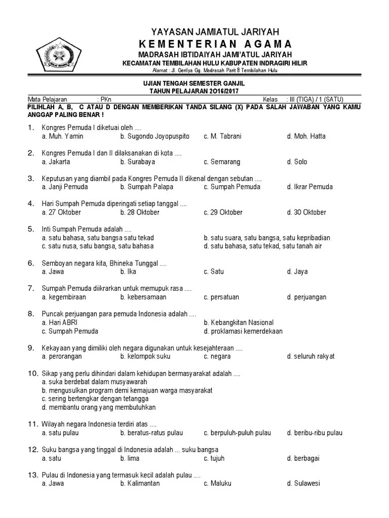 UTS Kls 3 SMT 1 | PDF