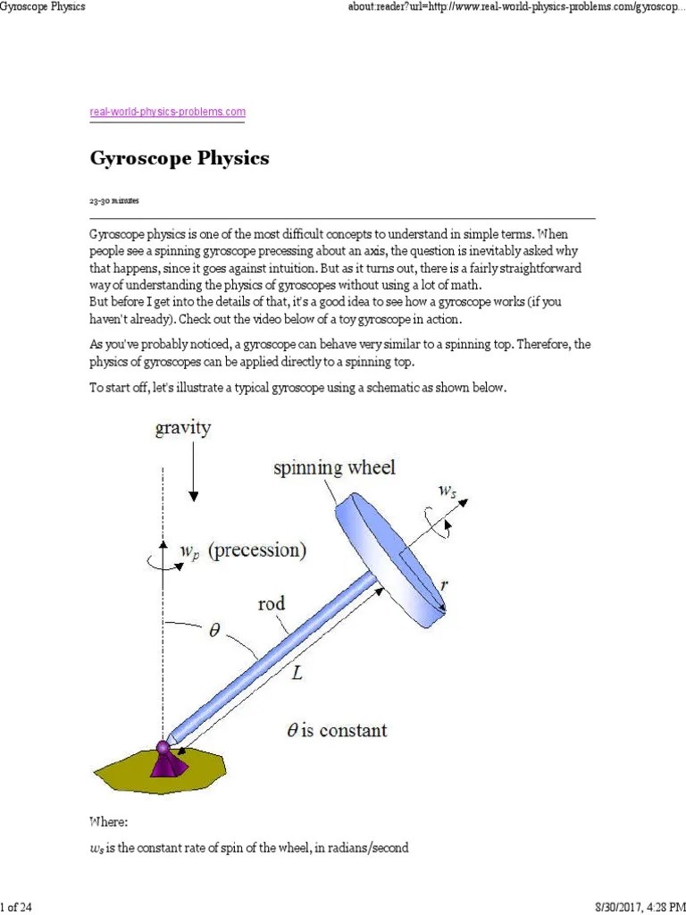 Gyroscope Physics Rotation Around A Fixed Axis Angular Momentum